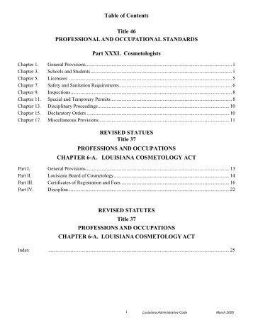 Table of Contents Title 46 PROFESSIONAL AND OCCUPATIONAL ...