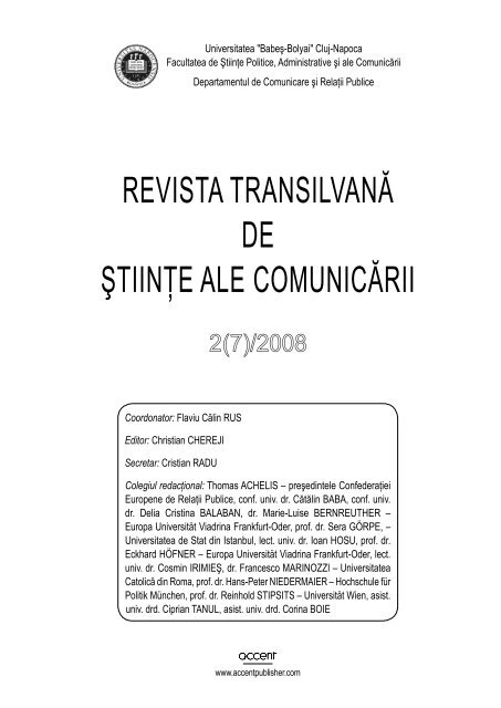 REVISTA TRANSILVANĂ DE ŞTIINŢE ALE COMUNICĂRII - Ekphrasis