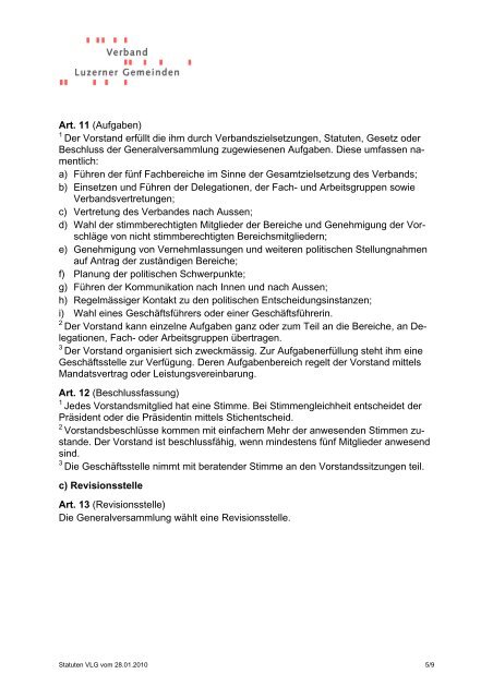 Statuten Verband Luzerner Gemeinden (VLG)