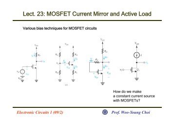 Lect. 23: MOSFET Current Mirror and Active Load