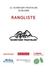 Rangliste 12. Schwyzer Triathlon - Turnverein STV Gersau