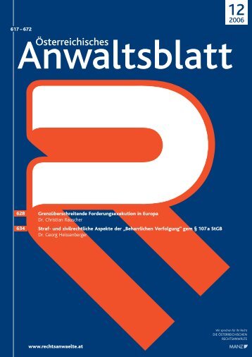 Anwaltsblatt 2006/12 - Die Ã–sterreichischen RechtsanwÃ¤lte