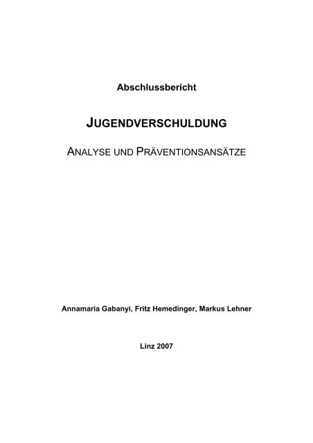 Analyse - Jugendverschuldung - Schulden