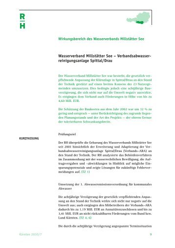 Wasserverband Millstätter See - Der Rechnungshof