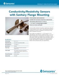Sanitary Flange Conductivity Sensor Specifications - Sensorex
