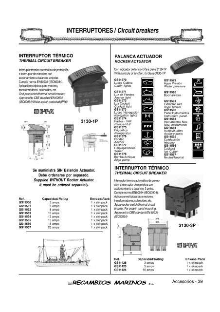 INTERRUPTORES / Circuit Breakers - SERAPHILUS marine doo