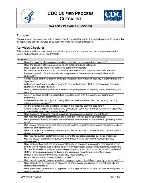 PDF: Capacity Planning Checklist