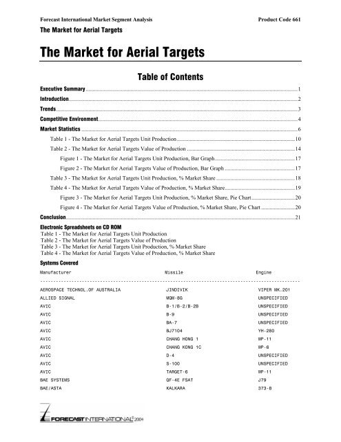 The Market for Aerial Targets - Forecast International