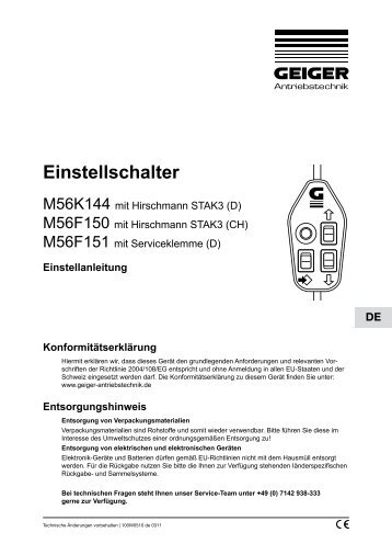 Einstellschalter - Geiger Antriebstechnik