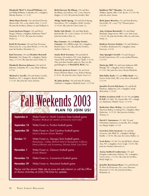 Wake Forest Magazine September 2003 - Past Issues - Wake Forest ...