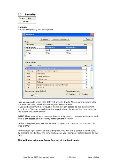 Scan Secure GTS Software user manual 1 - Scan Secure AS