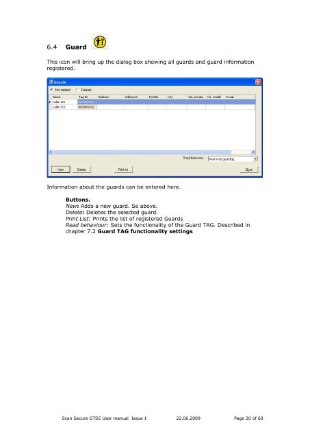 Scan Secure GTS Software user manual 1 - Scan Secure AS