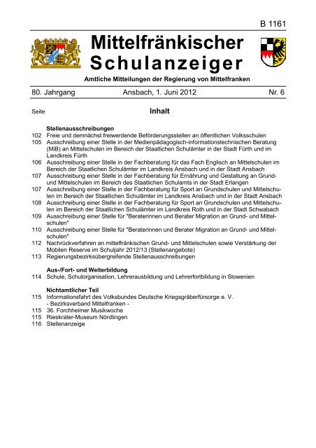 Mittelfränkischer Schulanzeiger - Regierung von Mittelfranken ...