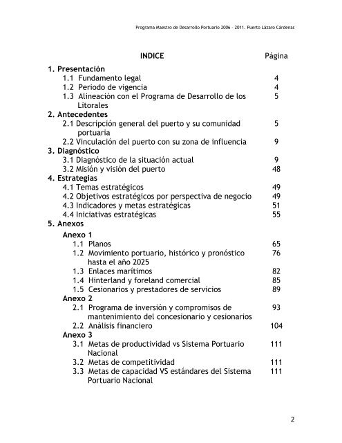 programa maestro de desarrollo puerto lÃ¡zaro cÃ¡rdenas 2006 â 2011