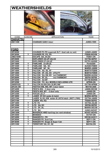 WEATHER SHIELDS - SA Auto Accessories