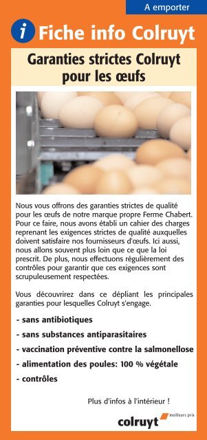 Garanties strictes Colruyt pour les oeufs