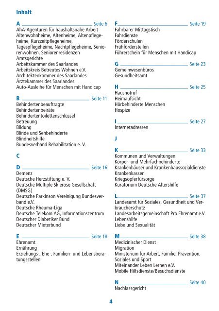 Wegweiser für Senioren und Menschen mit Handicap