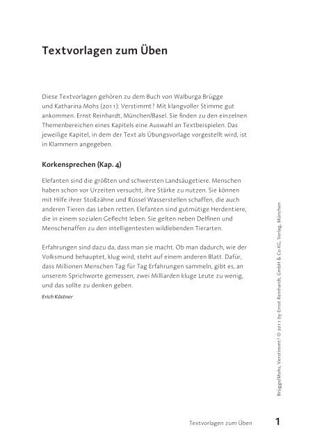 Textvorlagen zum Ãœben - Ernst Reinhardt Verlag