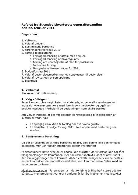 Referat - Strandvejskvarteret