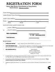 REGISTRATION FORM - Camp Hebron