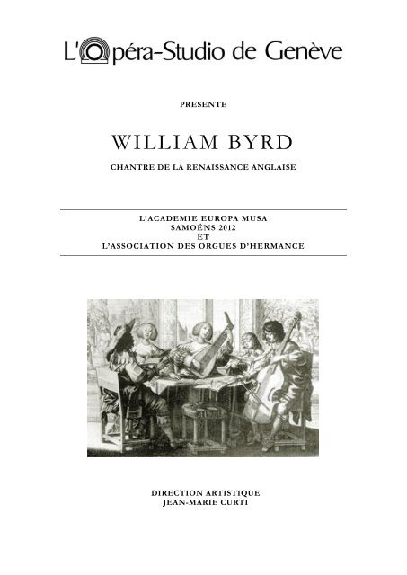 WILLIAM BYRD - L'OpÃƒÂ©ra-Studio de GenÃƒÂ¨ve