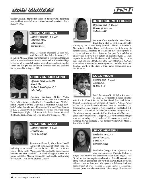 Spring Prospectus - Georgia State University Athletics