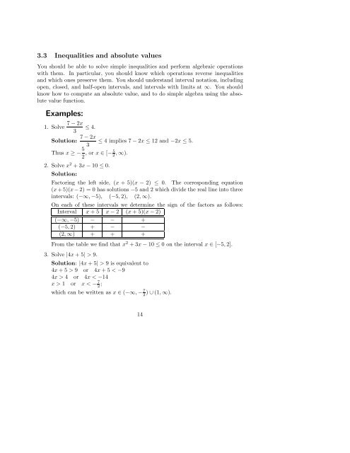 Preparing for University Calculus - Math and Computer Science