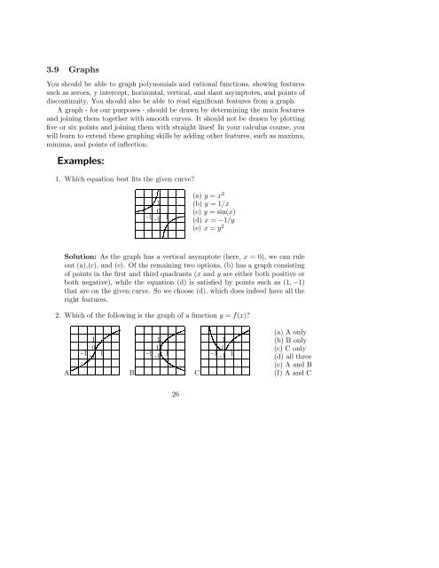 Preparing for University Calculus - Math and Computer Science