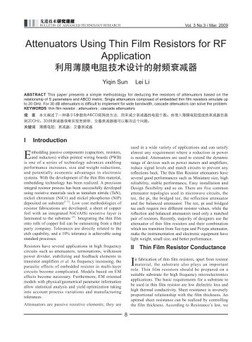 Attenuators Using Thin Film Resistors for RF Application