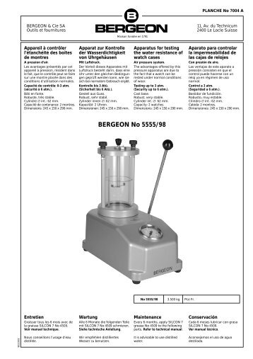 BERGEON No 5555/98 - N° de planche - Bergeon