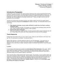 Introductory Paragraphs - Western Technical College