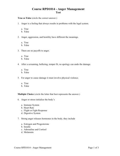 Course RPD1014 - Anger Management