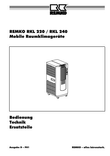 REMKO RKL 220 / RKL 240 Mobile Raumklimageräte Bedienung ...