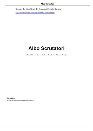 Albo Scrutatori - Comune di Cinisello Balsamo