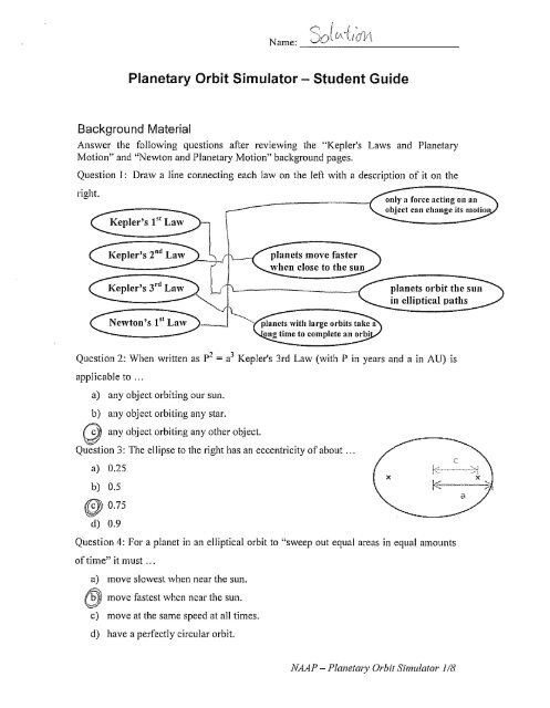 Planetary Orbit Simulator - Student Guide - High Point University