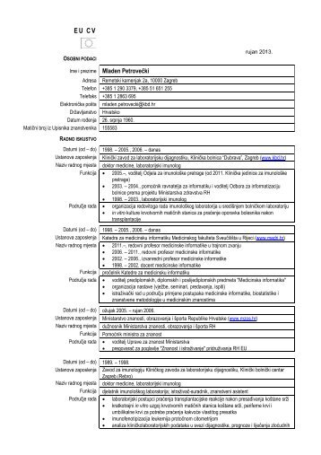 Curriculum vitae - Medicinska informatika