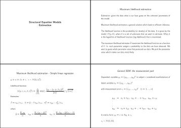 Structural Equation Models Estimation Maximum likelihood ...