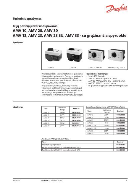 AMV 10/20/30, AMV 13/23/23 SU/33 - Danfoss