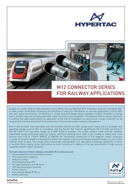 M12 connector series for railway applications - Hypertac Interconnect