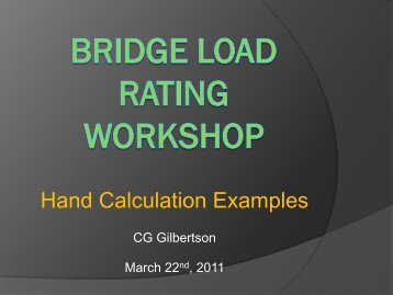 Hand Calculations for Load Ratings Presentation