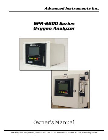 GPR-2600 Series Oxygen Analyzer - Advanced Instruments Inc.