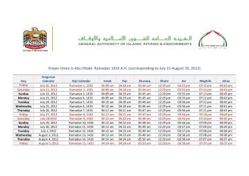 Prayer times in Abu Dhabi- Ramadan 1433 A.H. (corresponding to ...