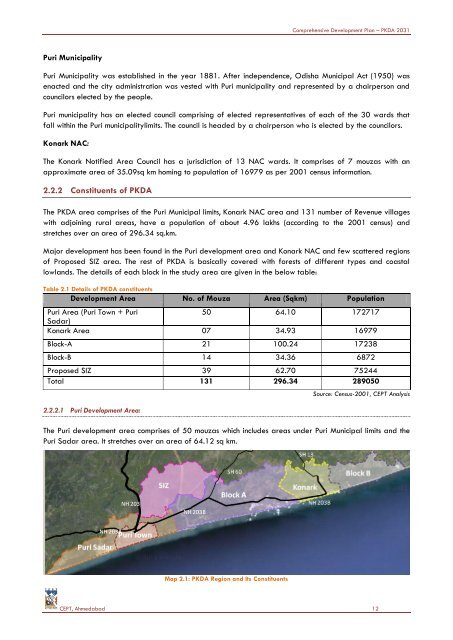 COMPREHENSIVE DEVELOPMENT PLAN - Puri District