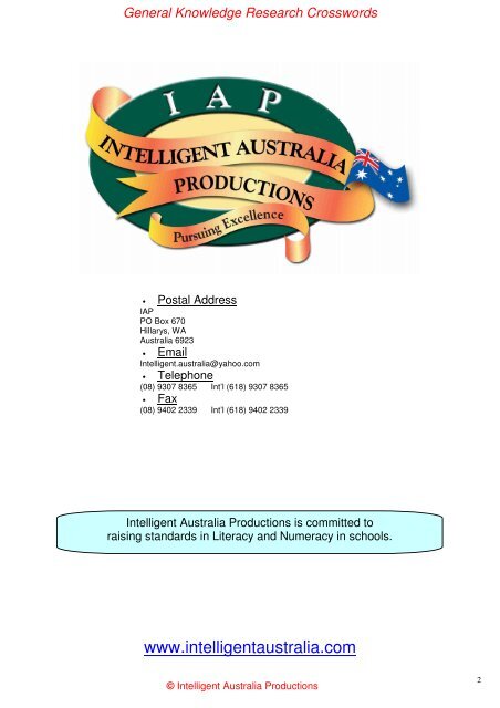 General Knowledge Research Crosswords - Australian Teacher