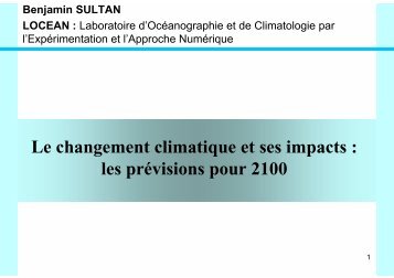 Le changement climatique et ses impacts : les prévisions ... - Locean