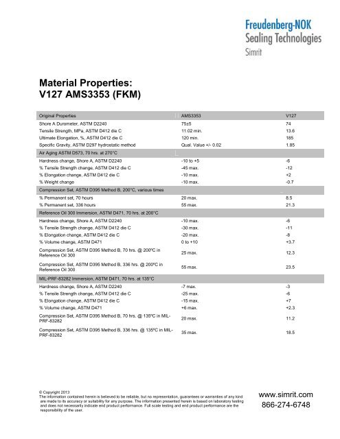 Material Properties_V127 AMS3353 (FKM)x - Simrit