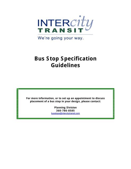Bus Stop Specification Guidelines - Intercity Transit