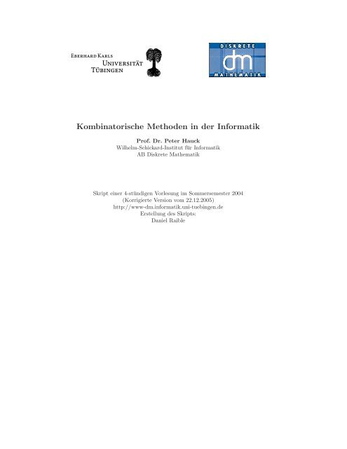 Kombinatorische Methoden in der Informatik - Diskrete Mathematik