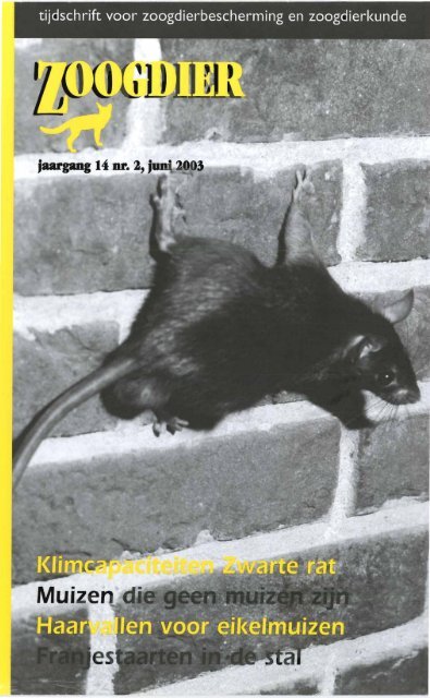 Jaargang 14 Nr J J A J 3 Zoogdierwinkel