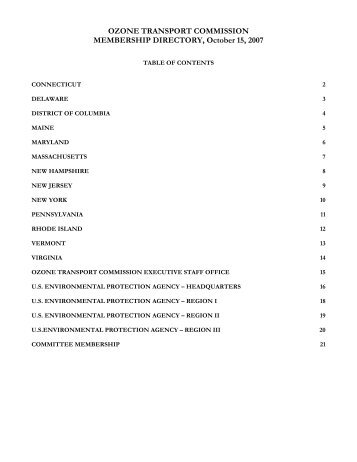 OZONE TRANSPORT COMMISSION MEMBERSHIP DIRECTORY ...